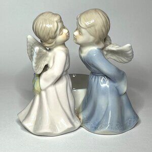 Porcelain Kissing Angels Vintage Votive Tea Light Candle Holder